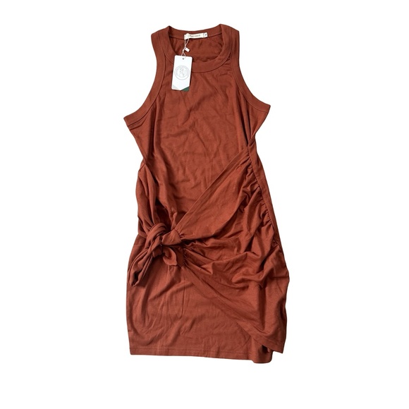 Womens Dark Brown Summer Casual Sleeveless Beach Mini Dress Medium - Picture 4 of 5